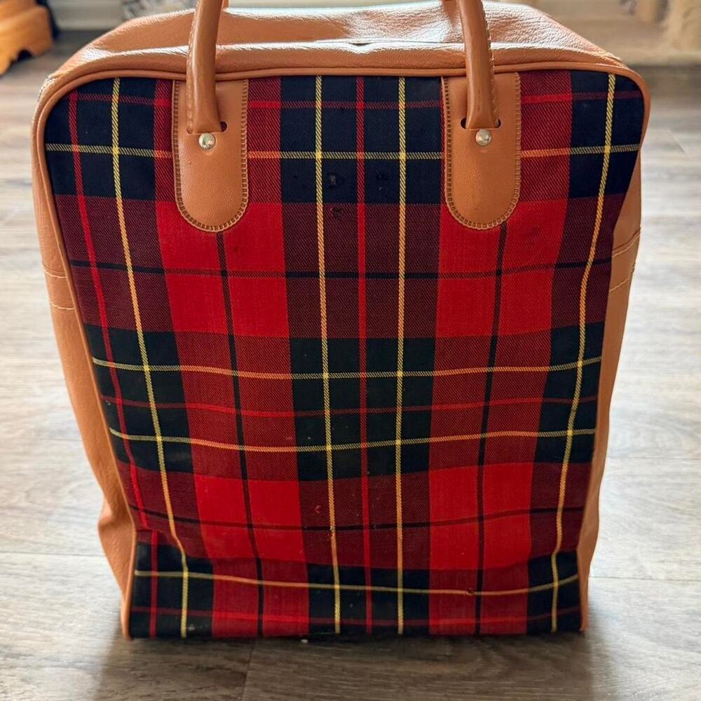 Vintage red plaid thermos lunchbox